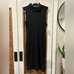 Nine West Black Ribbed Mock Neck Sheath Dress